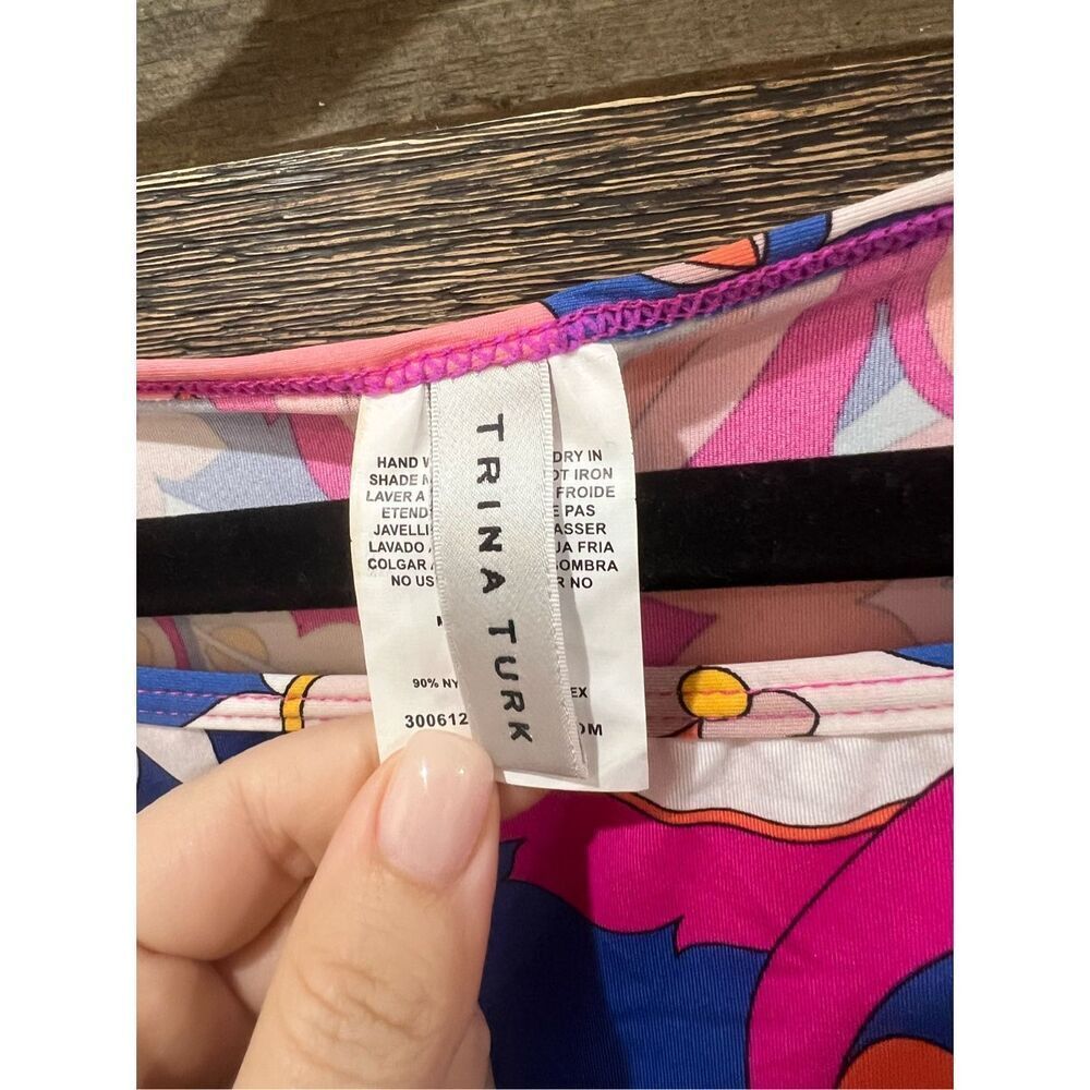 Trina Turk Sevilla Floral Swim Jersey Swimsuit Cover Up Tunic Dress L - Picture 7 of 8